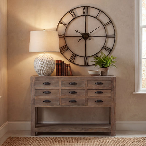 Lampe de table en céramique à motif treillis avec abat-jour en lin