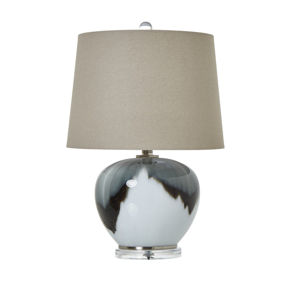 Lampe de table en verre gris avec abat-jour en lin