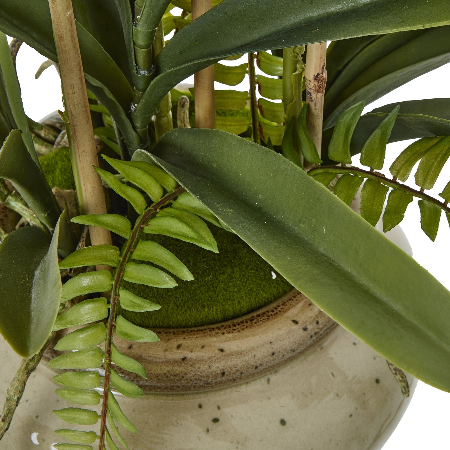 Faux White Vanda Orchid Plant In Ceramic Pot