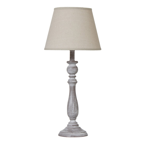 Lampe de table colonne Dunum avec abat-jour en lin