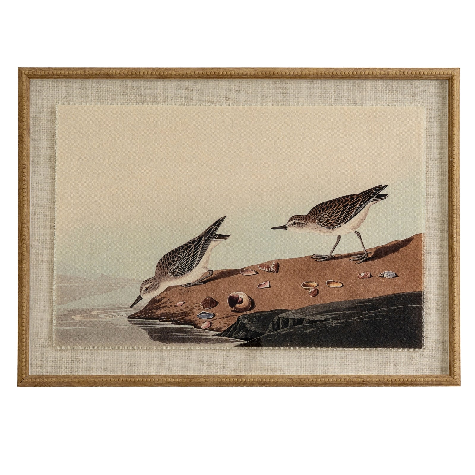 Stints Linen Wall Art Print in Beaded Wooden Frame