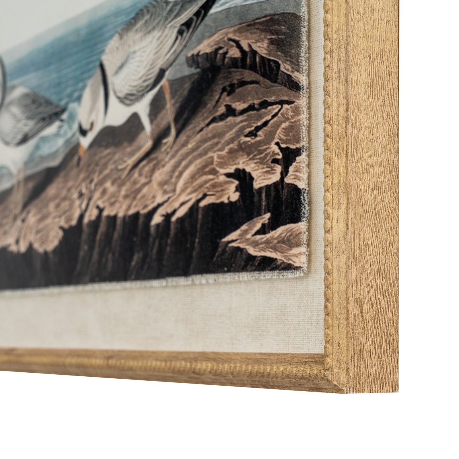 Plovers Linen Wall Art Print in Beaded Wooden Frame