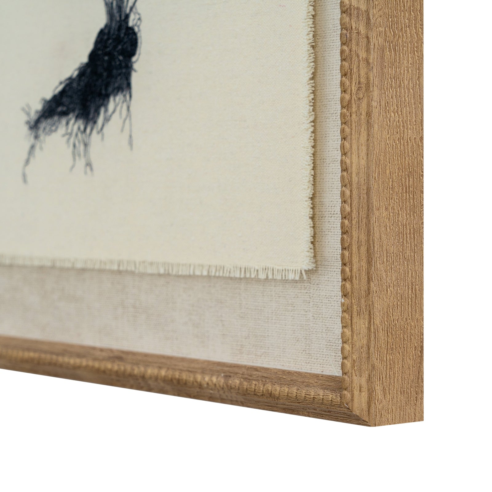 Spleenwort Fern Botanical Linen Wall Art Print in Beaded Wooden Frame