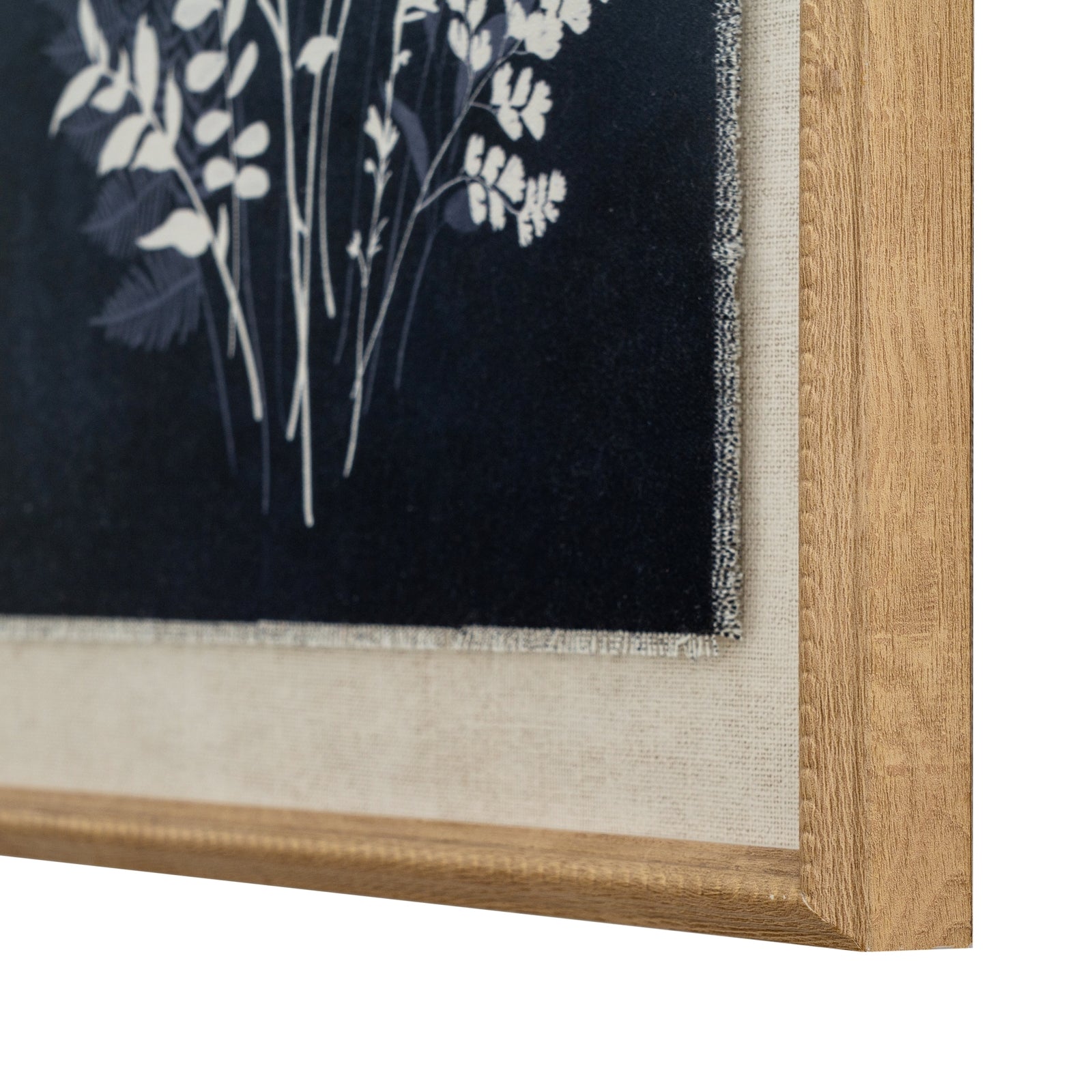Grove Botanical Linen Wall Art Print in Beaded Wooden Frame