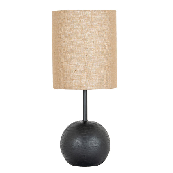 Lampe de table Black Cannon avec abat-jour en toile de jute