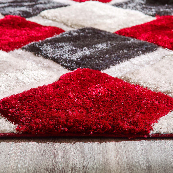 Origins 3D GEO Shaggy Red Rug