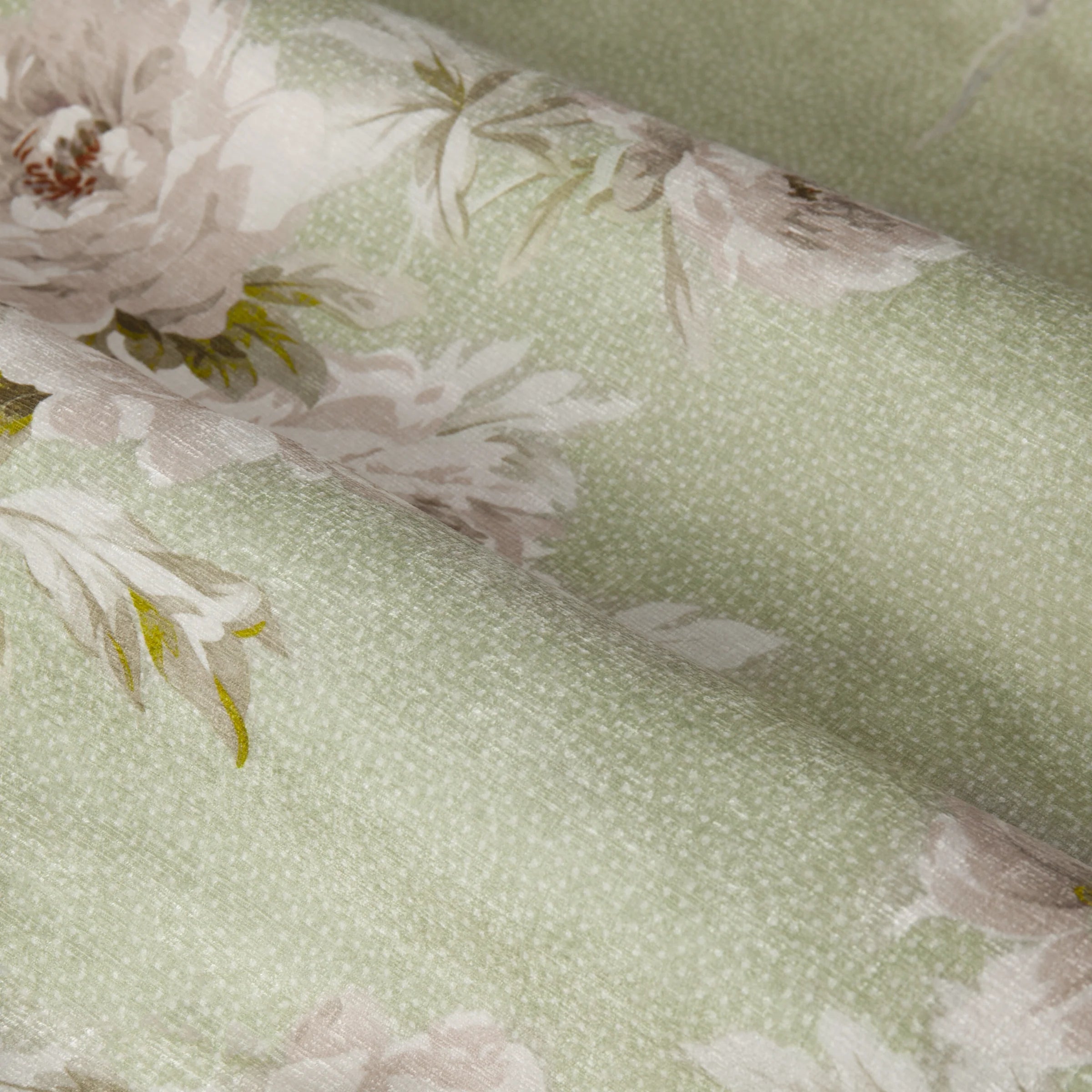 Adele Floral Chenille Pencil Pleat Curtains - Sage