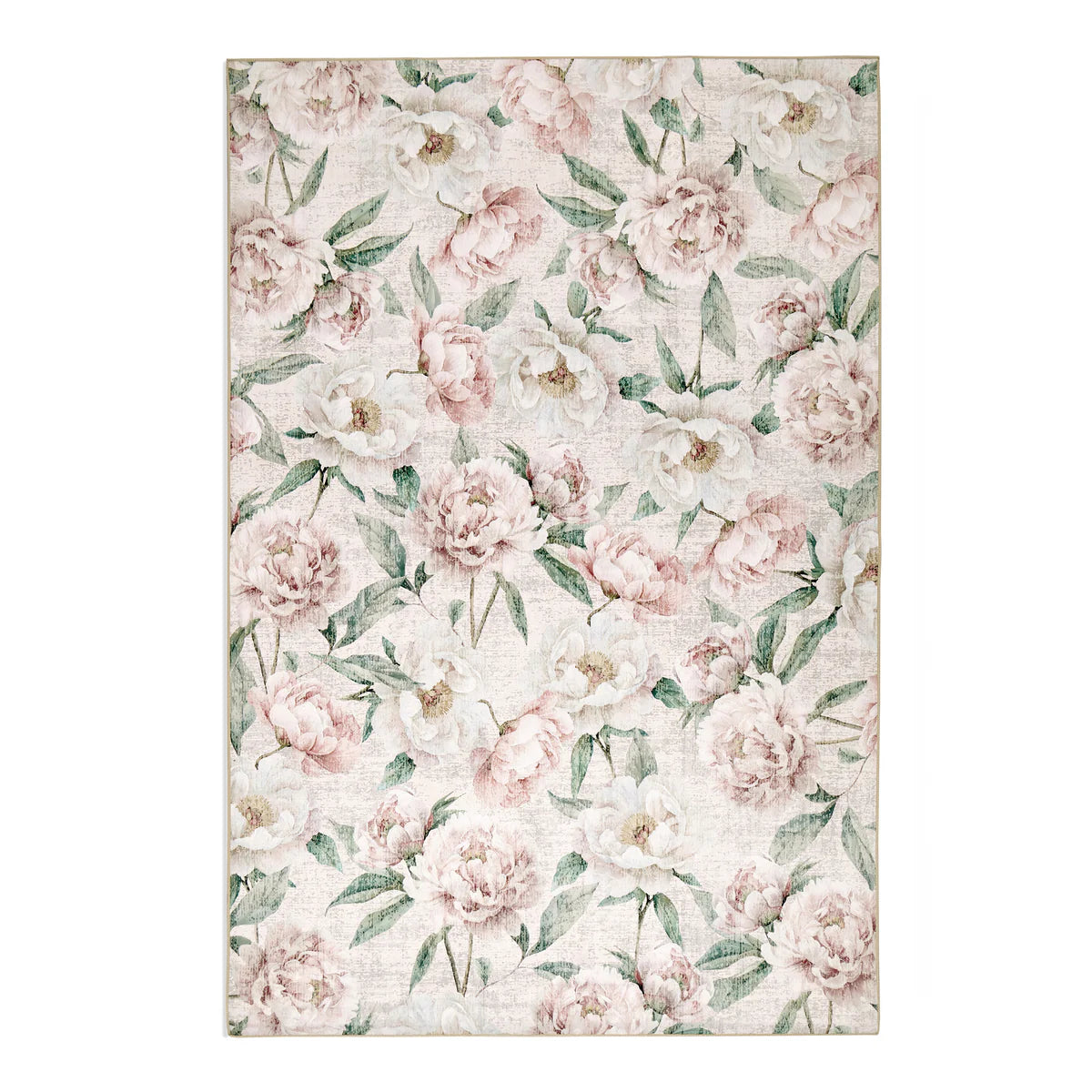 Tapis écologique lavable-Pivoines en fleurs rose huître