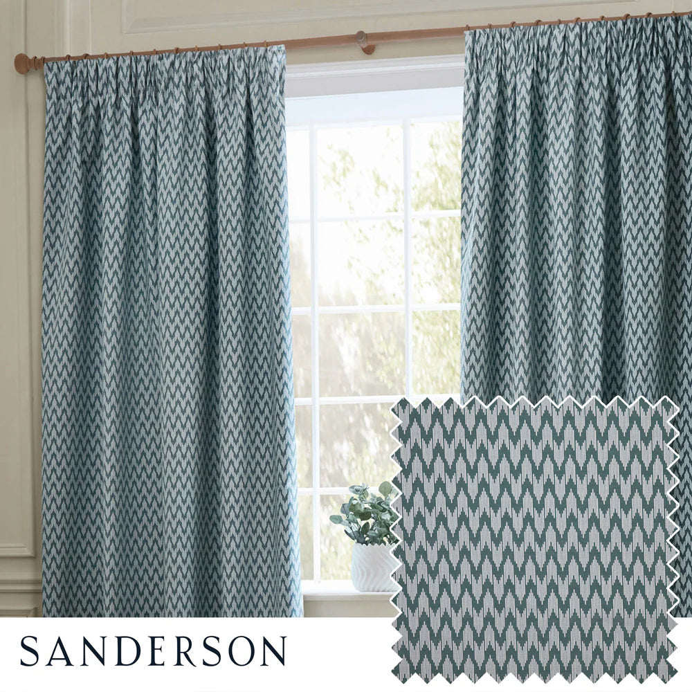 Hutton Jacquard Pencil Pleat Curtains - Blue