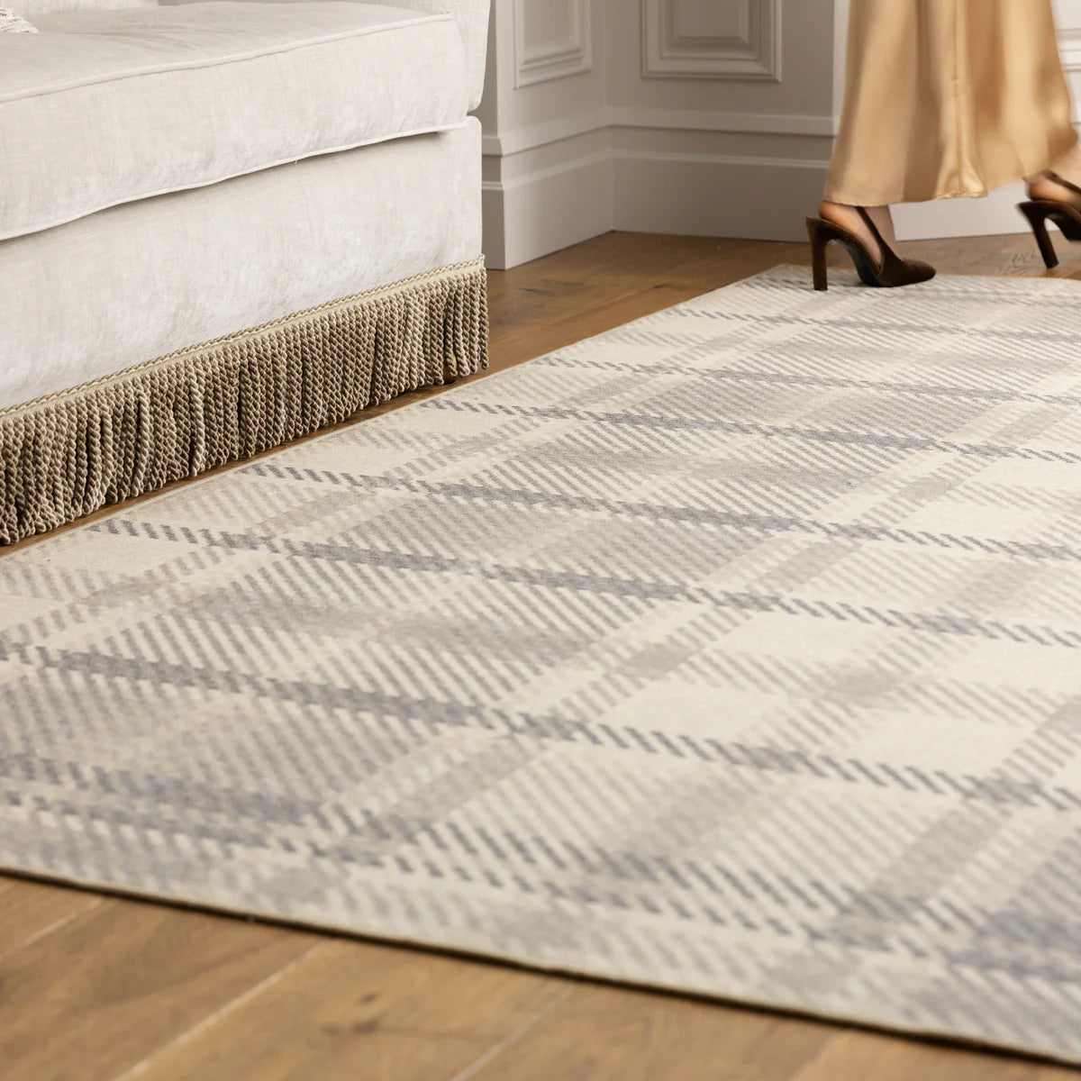 Eco-Washable Rug - Plaid Natural