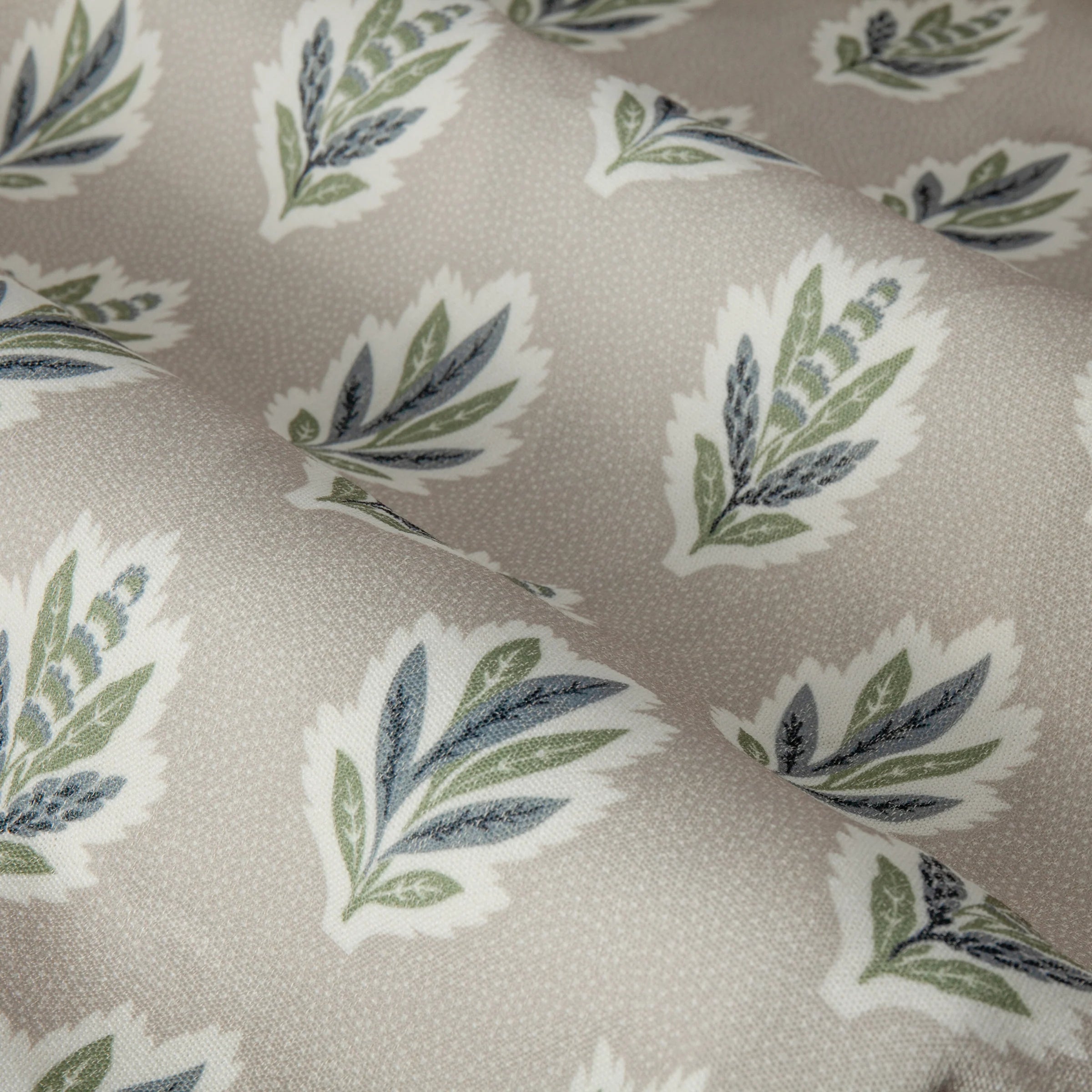 Sessile Leaf Motif Pencil Pleat Curtains - Flax