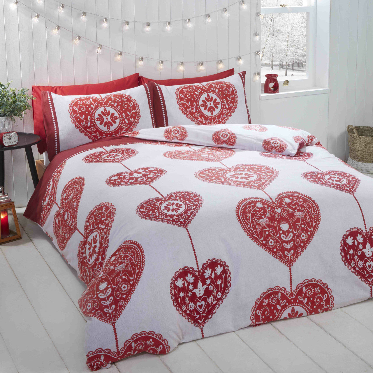 Scandi Heart Brushed Cotton Duvet Set