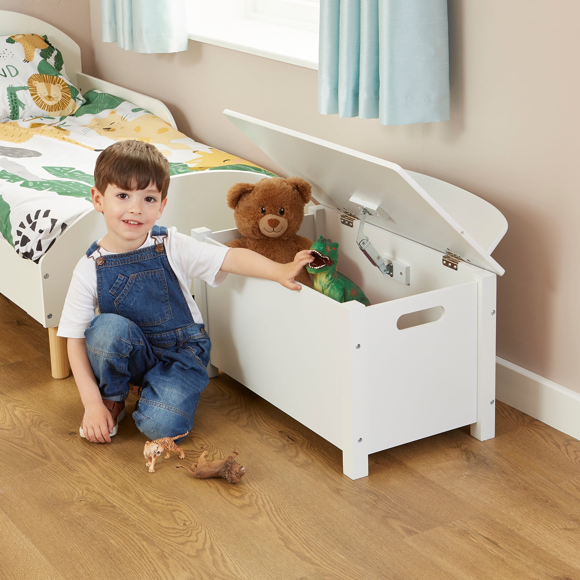 Wooden Toy Box White Kids Toy Box Bedroom Toy Storage Box For