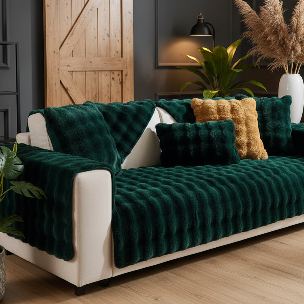 {CLEARANCE SALE} Dark Green Sectional Sofa Covers x2 - 110x220cm