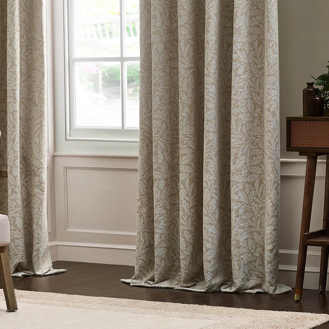 Tende a pieghe a matita in jacquard opaco tonale Acorn - Lino
