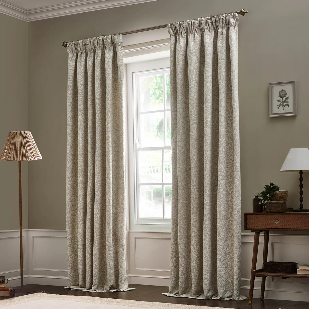 Tende a pieghe a matita in jacquard opaco tonale Acorn - Lino