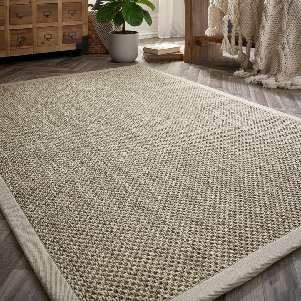 Tappeto Origins Sisal - Beige chiaro con bordo sabbia