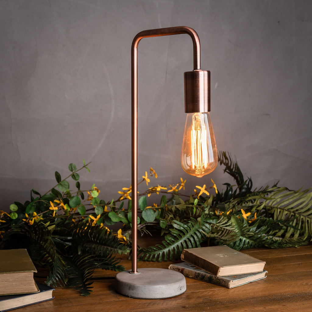 Modern Copper Industrial Lamp With Stone Base