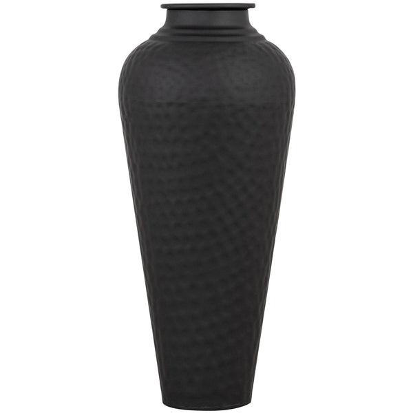Vaso nero opaco martellato con coperchio