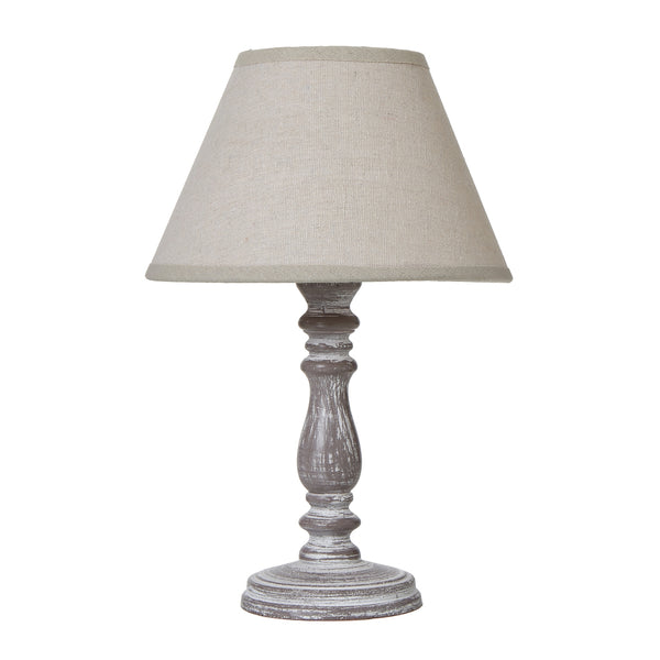 Lampada da tavolo a colonna Sezia con paralume in lino