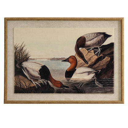 Pochard Linen Wall Art Print in Beaded Wooden Frame