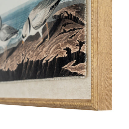Plovers Linen Wall Art Print in Beaded Wooden Frame