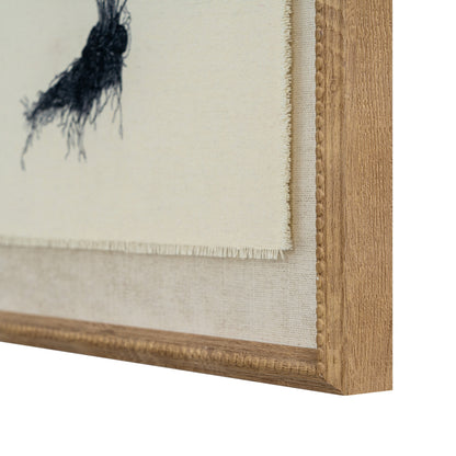 Spleenwort Fern Botanical Linen Wall Art Print in Beaded Wooden Frame