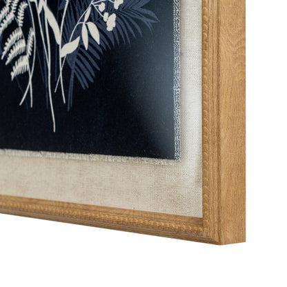 Meadow Botanical Linen Wall Art Print in Beaded Wooden Frame