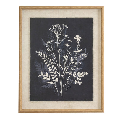 Grove Botanical Linen Wall Art Print in Beaded Wooden Frame