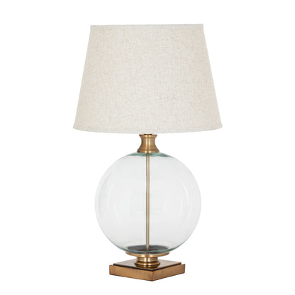 Lunel Glass Orb Table Lamp With Edged Linen Shade