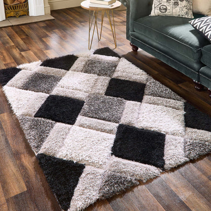 Origins 3D GEO Shaggy Grey Rug