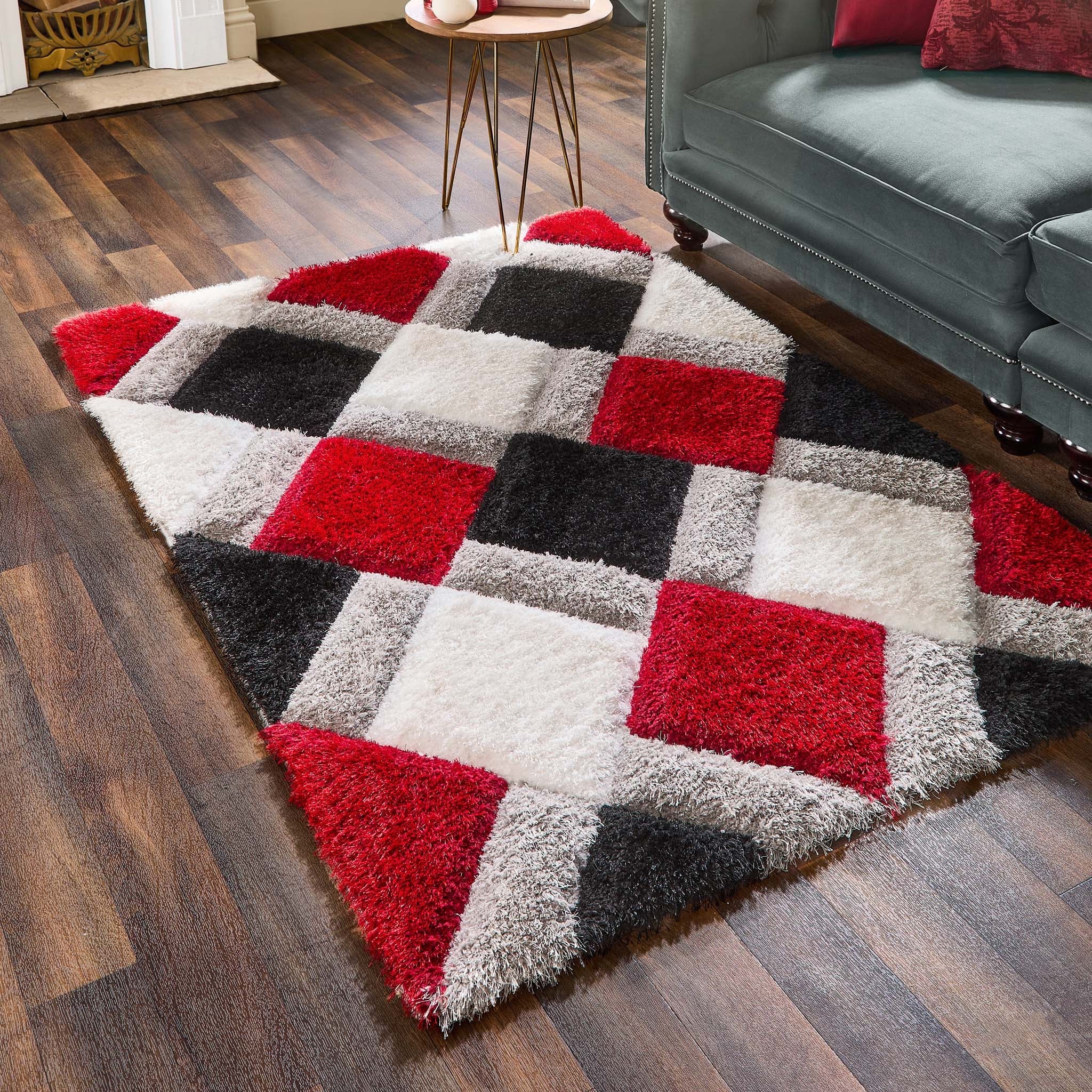 Origins 3D GEO Shaggy Red Rug