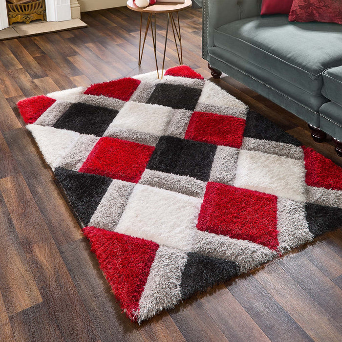 Origins 3D GEO Shaggy Red Rug