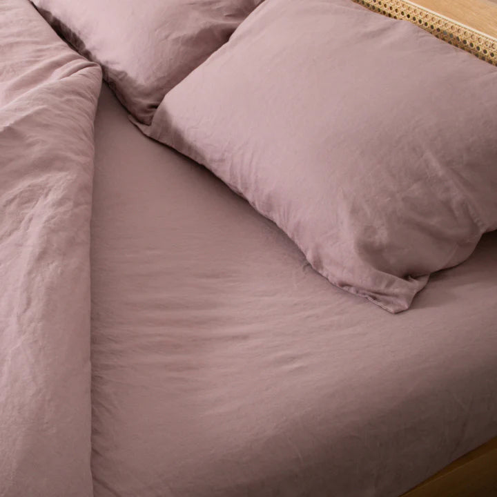 Blush Pink 100% Natural Linen Fitted Bed Sheet