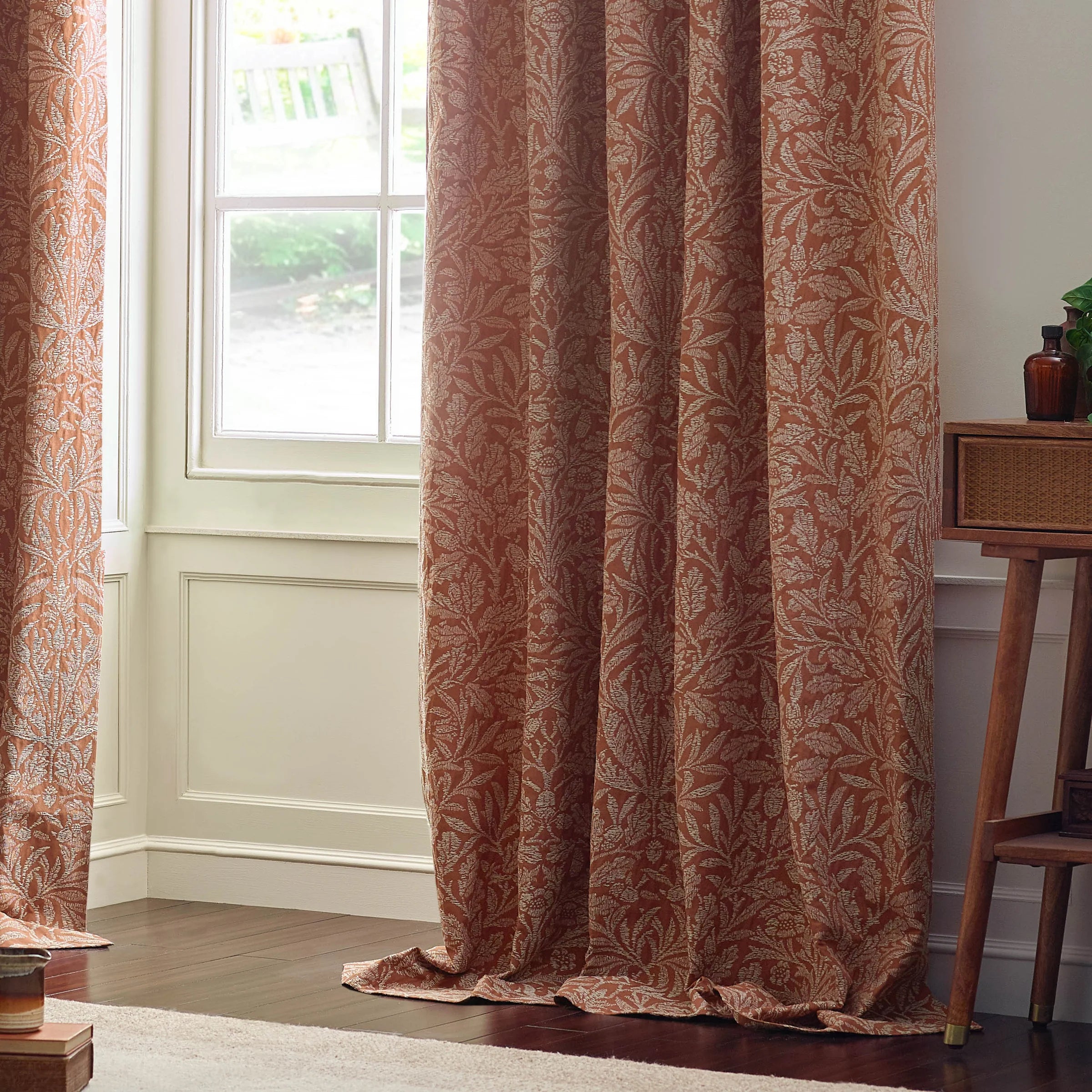 Tende a pieghe a matita in jacquard opaco Acorn Tonal - Mattone