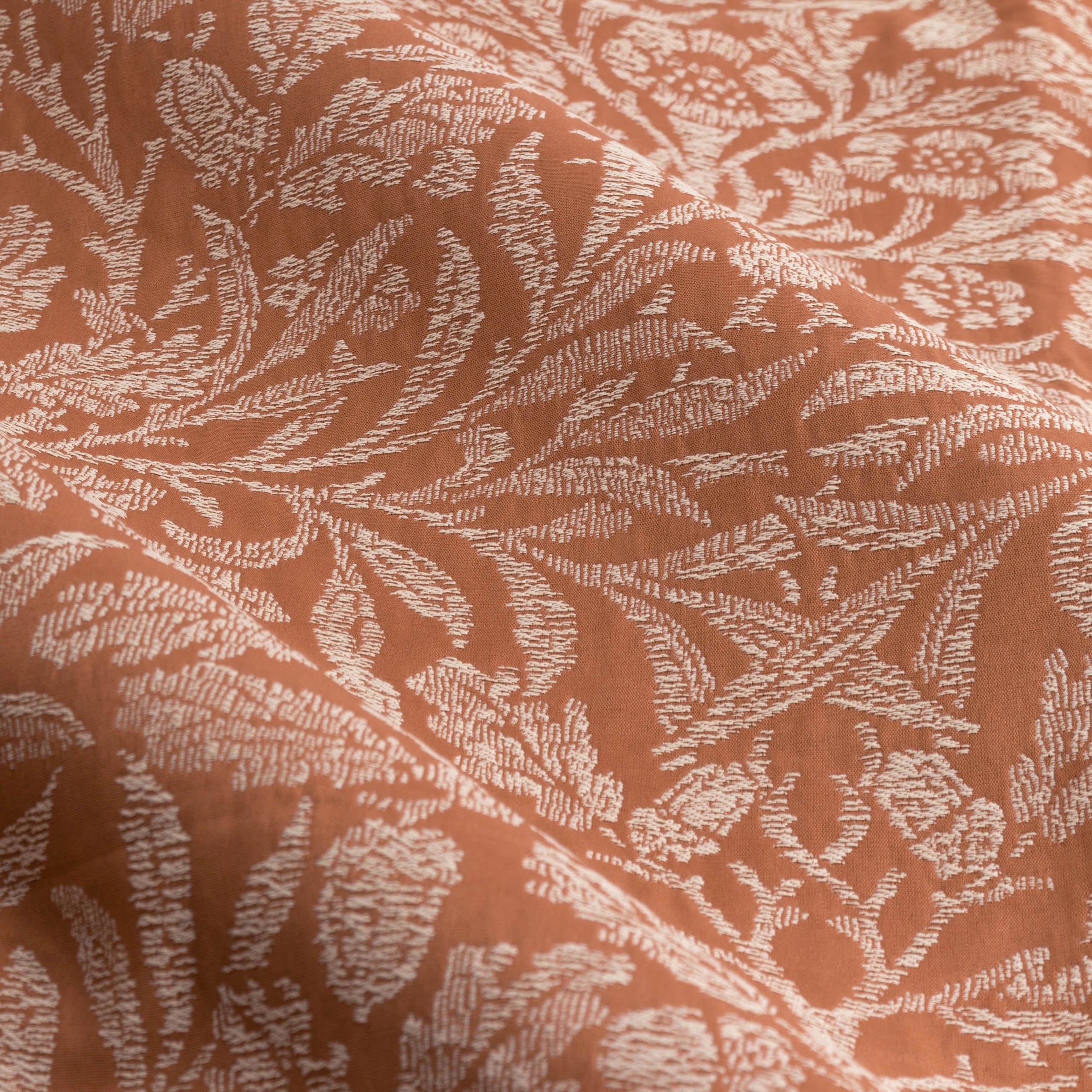 Acorn Tonal Matt Jacquard Pencil Pleat Curtains - Brick