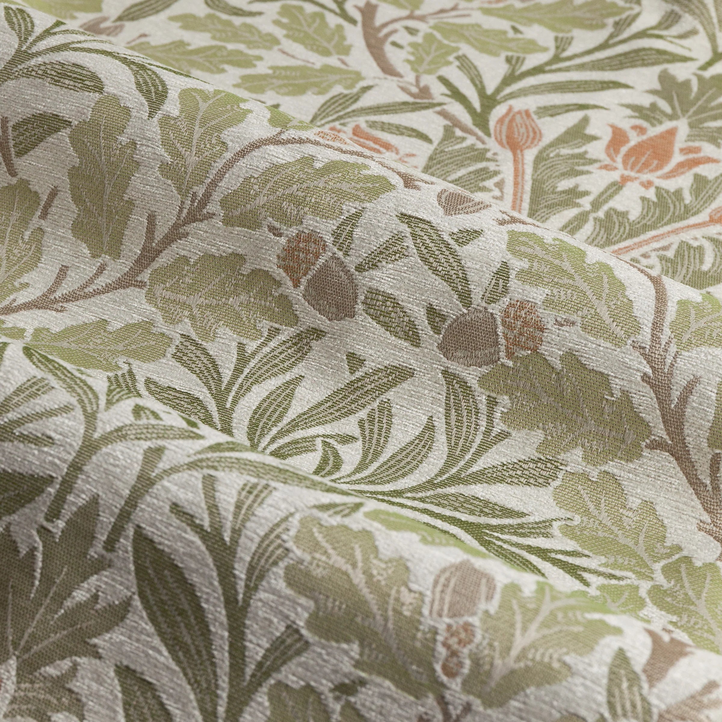 Acorn Multi Floral Jacquard Pencil Pleat Curtains - Stone/Sage
