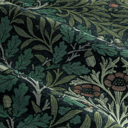 Acorn Multi Floral Jacquard Pencil Pleat Curtains - Thyme/Forest