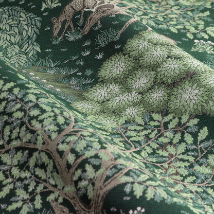 Tende a pieghe a matita in jacquard Brook Woodland - Verde foresta