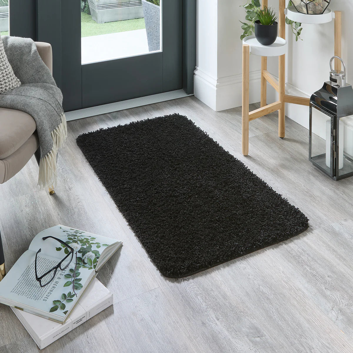 Tapis ultra épais, moelleux, antidérapant et résistant-Gris anthracite