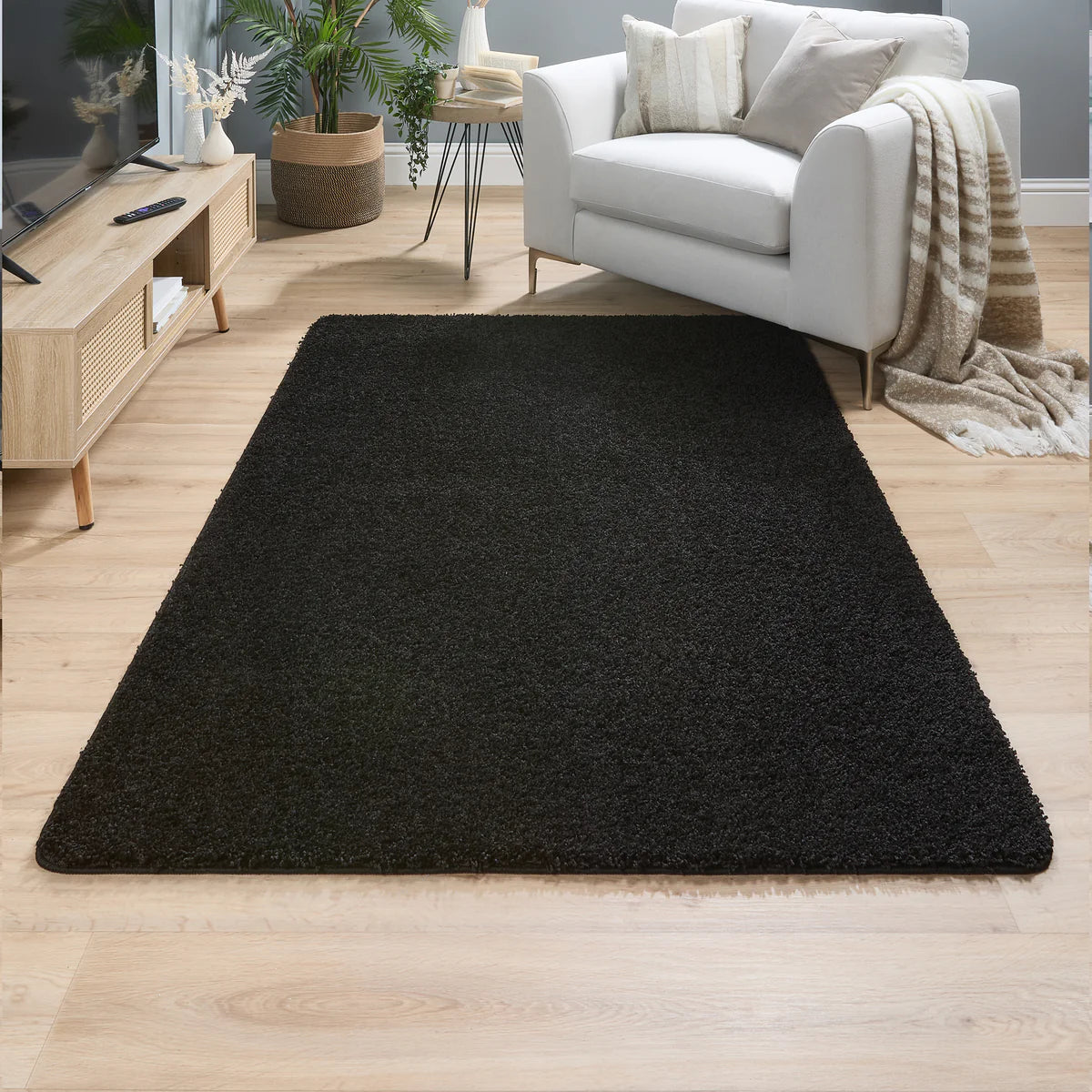 Tapis ultra épais, moelleux, antidérapant et résistant-Gris anthracite