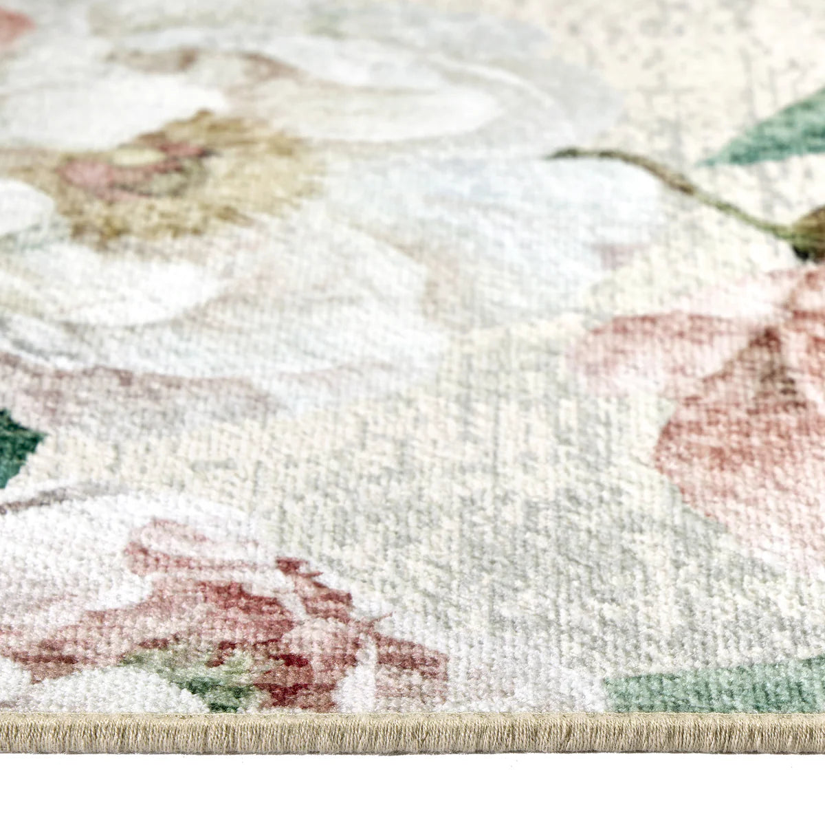 Tapis écologique lavable-Pivoines en fleurs rose huître