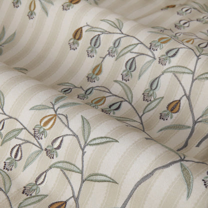 Chinese Lanterns Embroidered Pencil Pleat Curtains - Linen
