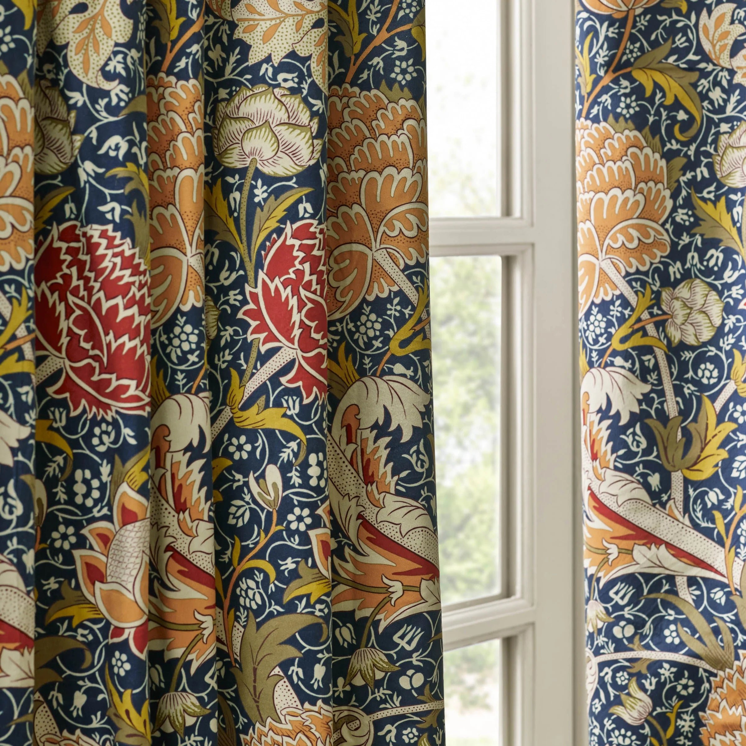Tende a pieghe a matita in jacquard Brook Woodland - Lino