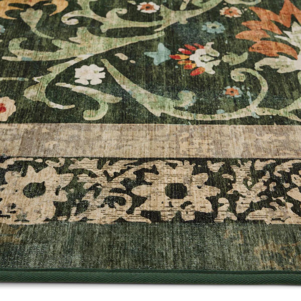 Eco-Washable Rug - Country Paisley Green