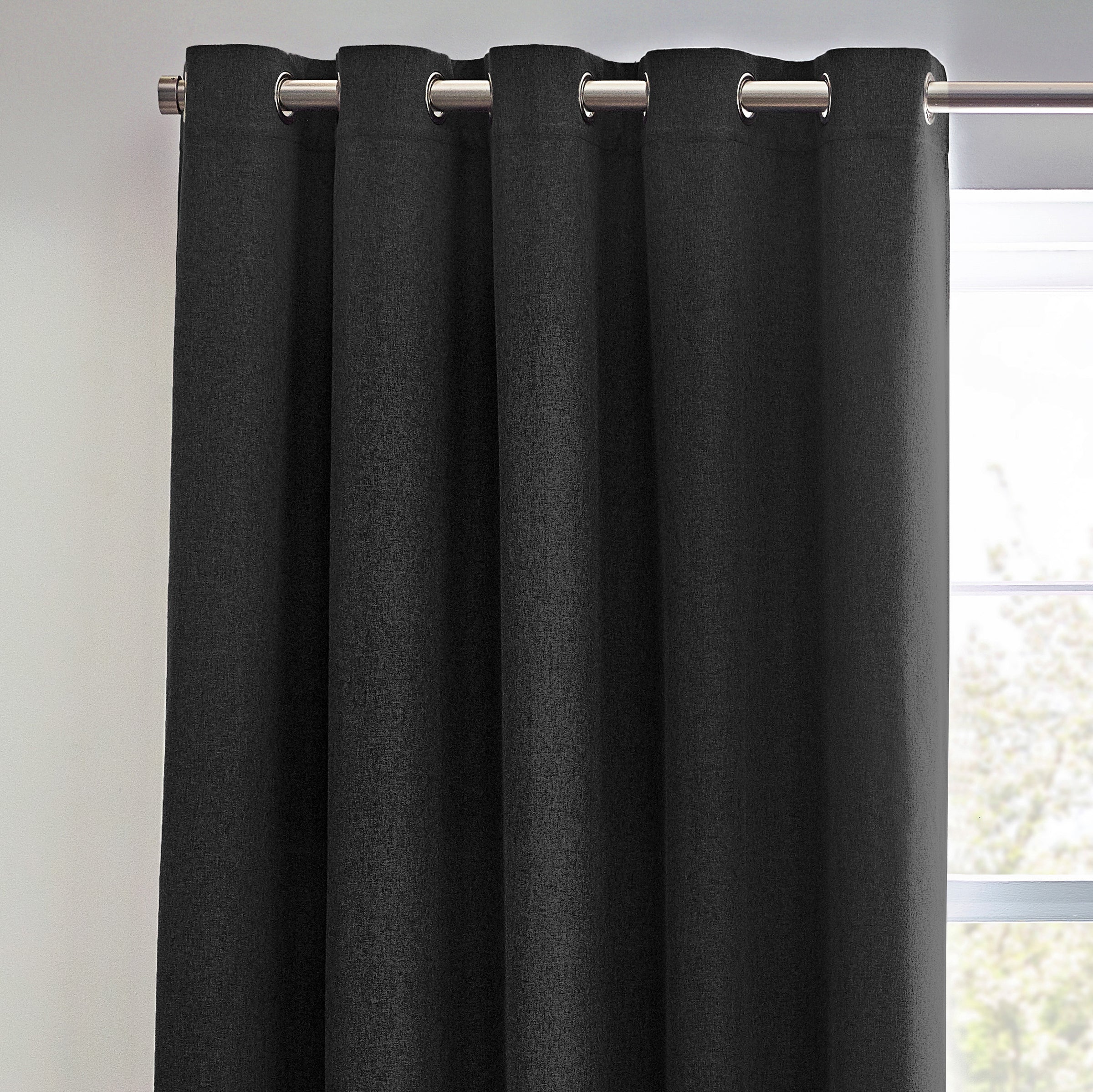 Dawn Textured Thermal Blackout Eyelet Curtains - Linen