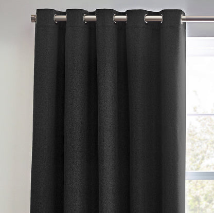 Dawn Textured Thermal Blackout Eyelet Curtains - Linen