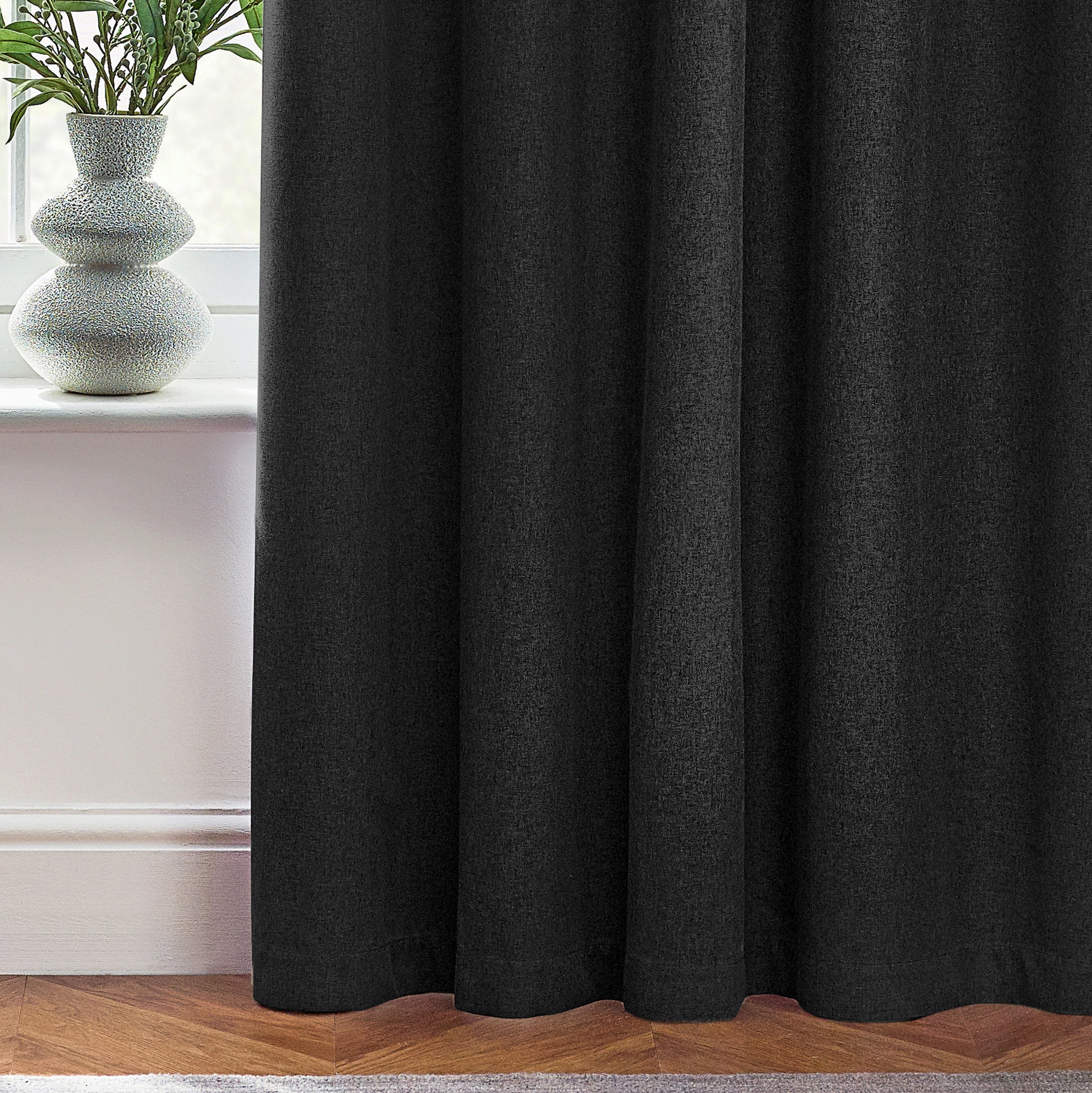 Dawn Textured Thermal Blackout Eyelet Curtains - Linen
