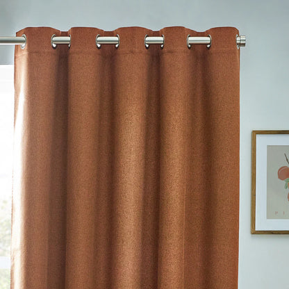 Dawn Textured Thermal Blackout Eyelet Curtains - Brick