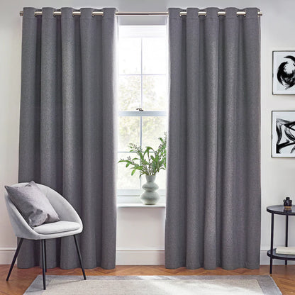 Dawn Textured Thermal Blackout Eyelet Curtains - Charcoal